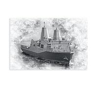 LPD Poster sur toile Motif navire de guerre 50 x 75 cm