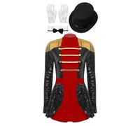 Lpdshaa Costume Cirque Pour Dames Paillettes Glitzer Robe Danse Longue Manche Overall Avec Franges Quaste Jumpsuit Avec Gants Ruban Chapeau Pour Le Carnaval Noir L