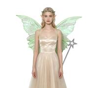 Lpdshaa Ensemble Costume D'Ailes Fée Scintillantes Kit Cosplay Papillon Vert Taille unique