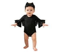 Lpdshaa Nourrisson Combinaison Chauve-Souris Avec Chapeau Pour Bébé Combinaison Noire Douce Pour Enfant Tenue D'Halloween Une Pièce Jumpsuit Noir 12-18 mois