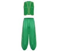 Lpdshaa Prince Arabe Costume Carnaval Hommes Gilet Sans Manches Avec Pantalon Harem Héros D Enfance Orient Génie De La Bouteille Costume Fête À Thème Vert 4XL