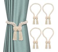 LPEPLL Set de 4 Attaches Rideaux Magnétiques, Supports Magnétiques Puissants pour Rideaux, Fermeture sans Perçage pour Chambre, Salon et Bureau, Style Moderne Beige