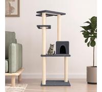 LPERTGFHU Arbre à chat 123 cm en sisal gris foncé | Meuble pour chat à plusieurs niveaux, plateformes d'observation, troncs robustes en sisal