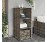 LPERTGFHU Armoire de jardin grise - 50 x 55 x 115 cm - Polyrotin - Commode | Avec 2 étagères, y compris 1 tiroir, cadre en acier revêtu par pulvérisation