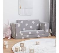 LPERTGFHU Canapé-lit pour enfant 2 places, fauteuil en peluche avec étoiles, canapé doux pour enfants pour lire et jouer, gris clair