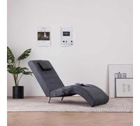 LPERTGFHU Chaise longue de massage avec fonction chauffante, gris, 144 x 59 | Aspect daim, design ergonomique, 5 modes de massage, télécommande incluse