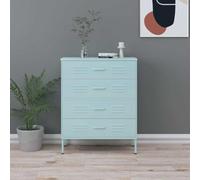 LPERTGFHU Commode vert menthe 80 x 35 x 101,5 cm, armoire en acier avec tiroirs, buffet pour couloir et salon, commode en métal robuste avec pieds réglables