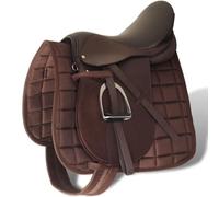 LPERTGFHU Ensemble de selle d'équitation 17,5 pouces, selle en cuir anglais | Kit complet 5 en 1, avec étrier et sangle, rembourrage confortable