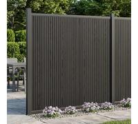LPERTGFHU Panneau de clôture WPC et aluminium, panneau brise-vue, noir, 173 | Résistant aux intempéries, pour jardin et terrasse, montage à monter soi-même, design robuste