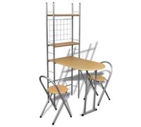 LPERTGFHU Table de petit-déjeuner pliable avec 2 chaises - Table de cuisine peu encombrante - Cadre en acier et MDF - Table à manger compacte pour petits appartements