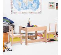 LPERTGFHU Table pour enfant avec 2 chaises, ensemble de sièges en MDF | Bords arrondis, avec compartiment de rangement pratique