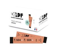 LPF LE PETIT FOURNISSEUR - 1000 Tickets Vestiaire détachables en 3 Parties (3x19cm) - Perforation pour cintre - Papier Cartonné Épais 160g/m² - Numérotés 1-1000 - Fabriqué en France - Orange