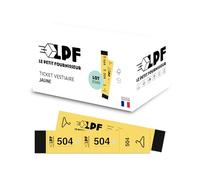 LPF LE PETIT FOURNISSEUR - 500 Tickets Vestiaire détachables en 3 Parties (3x19cm) - Perforation pour cintre - Papier Cartonné Épais 160g/m² - Numérotés 1-1000 - Fabriqué en France - Jaune