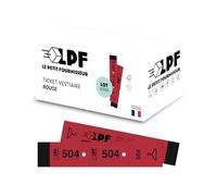 LPF LE PETIT FOURNISSEUR - 500 Tickets Vestiaire détachables en 3 Parties (3x19cm) - Perforation pour cintre - Papier Cartonné Épais 160g/m² - Numérotés 1-1000 - Fabriqué en France - Rouge