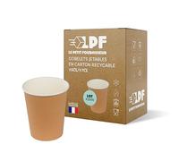 LPF LE PETIT FOURNISSEUR - Lot de 2000 Gobelets jetables en Carton Kraft 15-17cl - Recyclable et Biodégradable - Gobelets café, thé, boissons chaudes et froides - Résistant à la chaleur - Couleur Brun