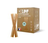 LPF LE PETIT FOURNISSEUR - Pailles Canne à Sucre 21cm - Réutilisables & Compostables - Sans Goût ni Odeur - Ne ramollie pas résistance 24h Boissons Froides - Sans Plastique - Lot 1000 - Made in France