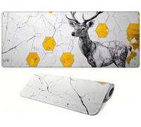 Lpfieonn Animaux Large Desk Mat 160x80cm PF-2956 | Blanc Gamer Mouse Mat with Stitched Edges Non-Slip Rubber Base Improves Accuracy and Speed for Gamer, Computer, PC