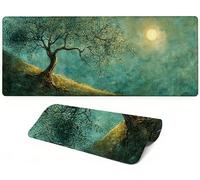 Lpfieonn Arbre Tapis de Souris Gaming XXL- 90x40cm- Tapis de Bureau XXL, Bleu Grand Gaming Mousepad Bords Cousus Imperméable Antidérapant Améliore la précision et la Vitesse PF-2957