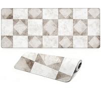 Lpfieonn Motif À Carreaux Tapis de Souris Gaming XXL- 90x40cm - Gris Tapis de Bureau XXL -sous-Main Bureau Gamer -Bords Cousus Imperméable Antidérapant- Haute précision et Vitesse PF-2302