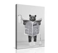 LPFNSF Images de salle de bain Animal dans la baignoire Image amusante d'art mural Impressions sur toile Poster Décoration de la salle de bain sans cadre (ours avec lunettes, 20 x 30 cm)