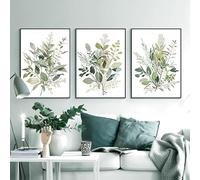 LPFNSF Peinture décorative verte moderne de plante et de fleur, style bohème pour salon, art mural imprimé décoration sur toile, décoration végétale verte, sans cadre (style 2,40 x 60 cm x 3)