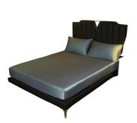 LPHFDCS Drap De Lit en Soie Ice Drap Housse Imitation Soie de mûrier en Stretch 25CM Couvre-Matelas en Soie véritable Taille draps de lit Drap Soie(Blue,Full 138x190x35cm)