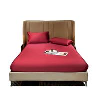 LPHFDCS Drap De Lit en Soie Ice Drap Housse Imitation Soie de mûrier en Stretch 25CM Couvre-Matelas en Soie véritable Taille draps de lit Drap Soie(Wine Red,160x200x25cm)