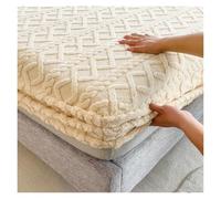 LPHFDCS Drap-Housse Peluche Housse de lit Jacquard 3D en Velours gaufré, Housse de Matelas, Drap-Housse Chaud d'hiver, protège-Matelas épais Drap Housse Hiver(Khaki,160x200x30cm)