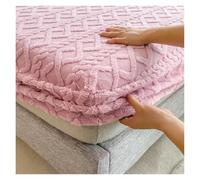 LPHFDCS Drap-Housse Peluche Housse de lit Jacquard 3D en Velours gaufré, Housse de Matelas, Drap-Housse Chaud d'hiver, protège-Matelas épais Drap Housse Hiver(Pink,160x200x30cm)