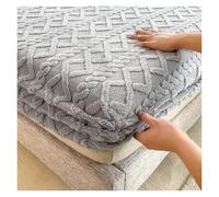 LPHFDCS Drap-Housse Peluche Housse de lit Jacquard 3D en Velours gaufré, Housse de Matelas, Drap-Housse Chaud d'hiver, protège-Matelas épais Drap Housse Hiver(Gray,90x200x30cm)