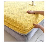 LPHFDCS Drap-Housse Peluche Housse de lit Jacquard 3D en Velours gaufré, Housse de Matelas, Drap-Housse Chaud d'hiver, protège-Matelas épais Drap Housse Hiver(Yellow,80x200x30cm)