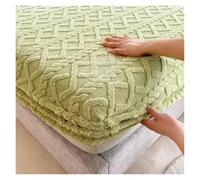 LPHFDCS Drap-Housse Peluche Housse de lit Jacquard 3D en Velours gaufré, Housse de Matelas, Drap-Housse Chaud d'hiver, protège-Matelas épais Drap Housse Hiver(Green,90x200x30cm)