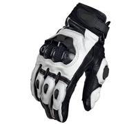 LPHFDCS Gants Moto Homologué Gants de Moto en Cuir véritable for Hommes, Noirs, de Course, Blancs, for équipe d'équitation sur Route, été et Hiver Gants Moto(Leather White,M)