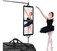 LPHUMEX Miroir Pliable et Portable Pleine Longueur pour Camping, Voyage, Danseurs, 81,3 x 33 cm, Noir, Miroir Pliable à Suspendre pour Danse, Miroir de Voyage Complet