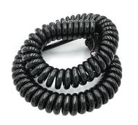 LPIQSPLK Fil et câble en spirale à ressort, 6 cœurs, 8 cœurs, 24awg, 20awg, 2.5 m, 5 m, 7.5 m, cordon d'alimentation noir, fil extensible(Line length 5m,8-core 24AWG)
