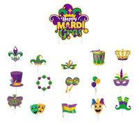Lpitoy 16 Pcs Mardi Gras Cupcake Toppers Cake Toppers Décorations De Gâteaux Aliments Fruits Pics pour Mascarade Carnaval Décorations De Fête d'anniversaire