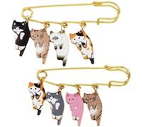 Lpitoy 2 Pièces Broche Chat Mignon Épingles De Sûreté Dessin Animé Chat Broche Chat Épinglette De Sécurité pour Femmes Hommes Filles Halloween Bijoux Cadeaux