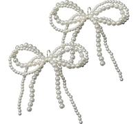 Lpitoy 2 Pièces Porte-clés Nœud De Perle Simulé Breloques De Chaussures Noeud Papillon Pendentif De Boucle De Chaussure Breloques pour Fabrication De Bijoux DIY Pendentif De Téléphone