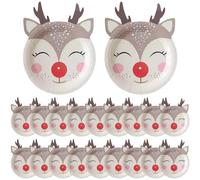 Lpitoy 20 Pièces Assiettes en Papier De Noël Arbre De Noël Assiettes D'élan du Père Noël Ensemble De Vaisselle De Noël Assiettes De Dîner De Noël Décorations De Table Fournitures De Fête