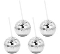 Lpitoy 4 Pièces Tasses À Boule, Tasses De Fête avec Couvercle, Tasse À Cocktail Boule Flash Réutilisable pour Fournitures De Bar De Discothèque De Fête Bouteille De Thé À Boire du Vin