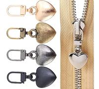 Lpitoy 5 Pièces Fermeture À Glissière Remplacement Détachable Tirette en Métal en Forme De Coeur Fermeture À Glissière DIY Fermetures À Glissière Kits De Réparation pour Vêtements Vestes