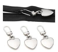 Lpitoy 5 Pièces Fermeture À Glissière Remplacement Détachable Tirette en Métal en Forme De Coeur Fermeture À Glissière DIY Fermetures À Glissière Kits De Réparation pour Vêtements Vestes