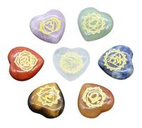 Lpitoy 7 Pièces Pierres De De Chakra Cristaux De Guérison Reiki Naturels Pierres Précieuses avec Symbole De Chakra Kit De Pierre De Chakra en Forme De Coeur pour Thérapie par Les Cristaux