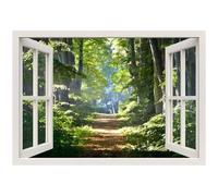 Lpitoy Autocollant Mural De Fausses Fenêtres De Forêt, Amovible, Paysage Naturel 3D, Autocollant Mural De Fausses Fenêtres, Autocollants Muraux Auto-adhésifs pour Décoration De Maison