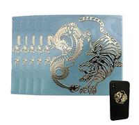 Lpitoy Autocollants Dragon Tigre en Métal, 5 Pièces, Autocollants De Scrapbook, Autocollants De Téléphone Portable, Autocollants De Décoration pour Ordinateur Portable, Autocollants
