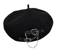 Lpitoy Béret Gothique Punk Lolita pour Femmes Noires, Bonnet D'été Respirant avec Boucle en Cœur pour Filles, Harajuku, Chapeau Jk