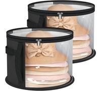 Lpitoy Boîte À Chapeaux, Boîte De Rangement pour Chapeaux, 2 Pièces, De Rangement Rond pour Chapeaux, Boîtes À Chapeaux De, Organisateur De Chapeaux De Cowboy Pliables, Boîtes