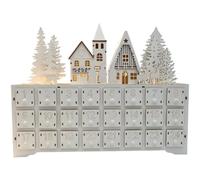 Lpitoy Calendrier De L' en Bois avec Lumière LED 24 Tiroirs, Compte À Rebours De Noël, Décoration De Noël