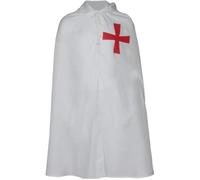 Lpitoy Cape De Chevalier Templier Médiéval Blanche À Capuche, Costume De Cosplay pour Adultes, Robe d'halloween
