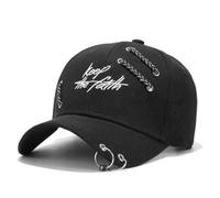 Lpitoy Casquette De Baseball avec Anneau en Fer, Chapeau Assorti, Punk Street Fashion, Chapeau De Soleil pour Hommes Et Femmes (Noir)
